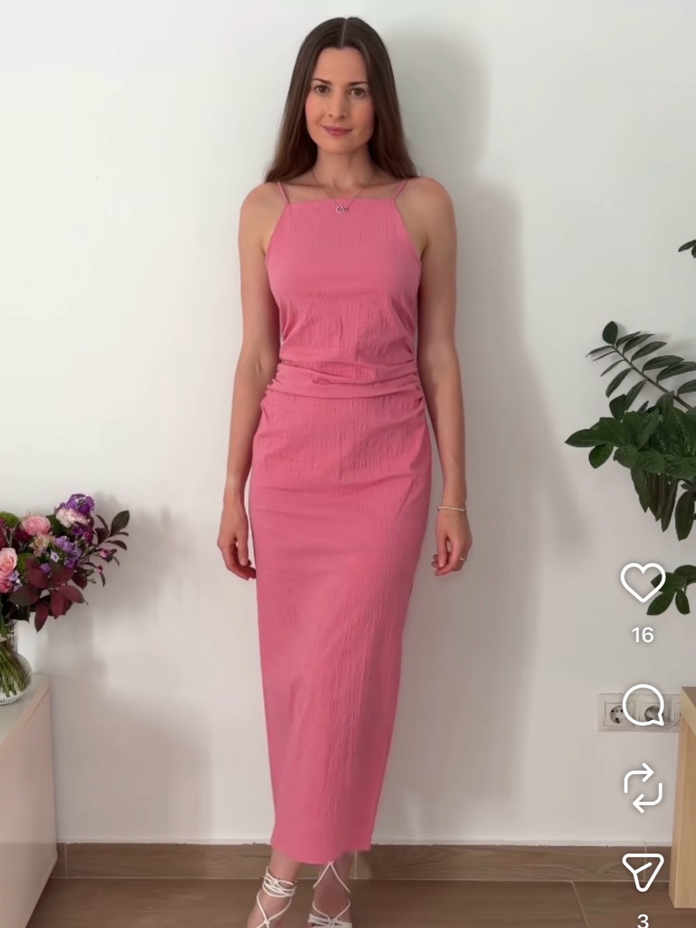 Zara Pink Ribbed Midi Dress